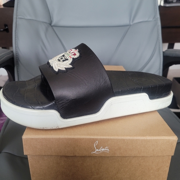 christian louboutin slides white